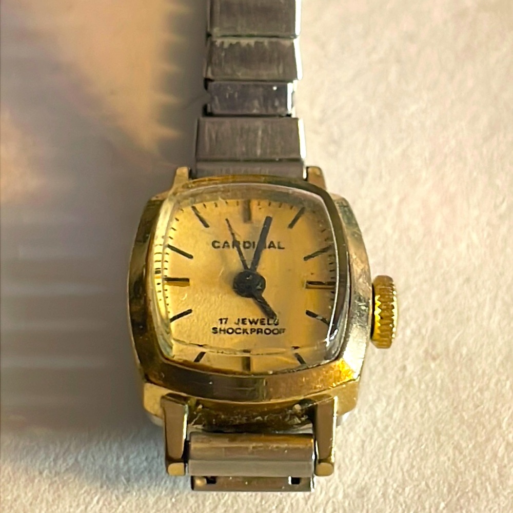 Vintage Cardinal Winding Watch Women Gold 3 Hands,
